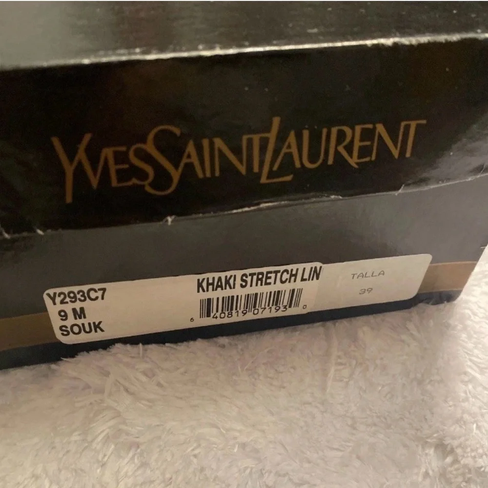 Vintage YSL Shoe Size 39 Canvas Yves Saint Laurent Wedges Tan Espadrilles IN BOX